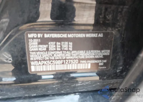 2011 BMW 328I xDrive from USA, damaged, VIN WBAPK5C59BF127520